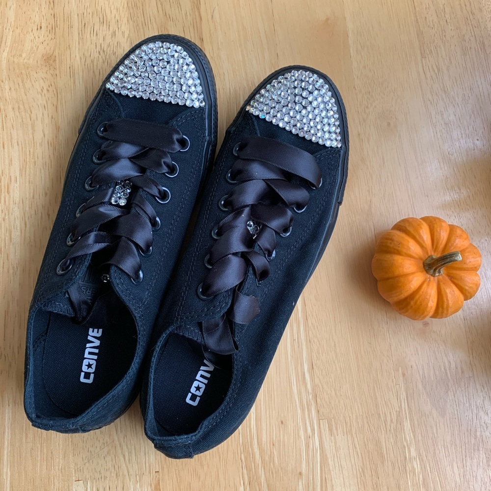 Bedazzled rhinestone Converse low tops | NEW